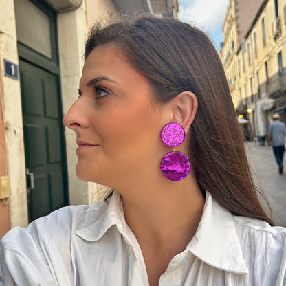 Boucles d’oreilles Mila Glitter Violet à paillettes Francine Bramli Paris
