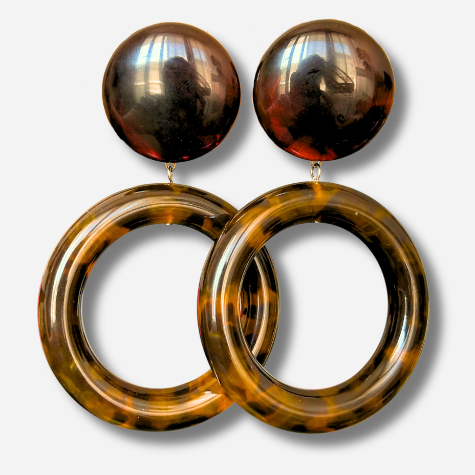 Boucles d’oreilles Mila Marron à grands anneaux Francine Bramli Paris
