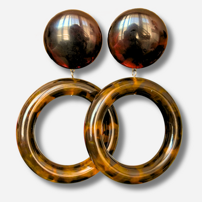 Boucles d’oreilles Mila Marron à grands anneaux Francine Bramli Paris
