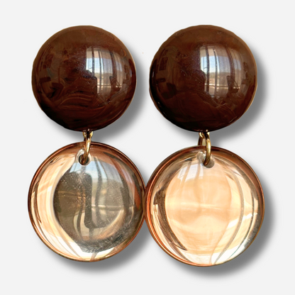 Boucles d’oreilles Mila Miroir Marron ambrées Francine Bramli Paris
