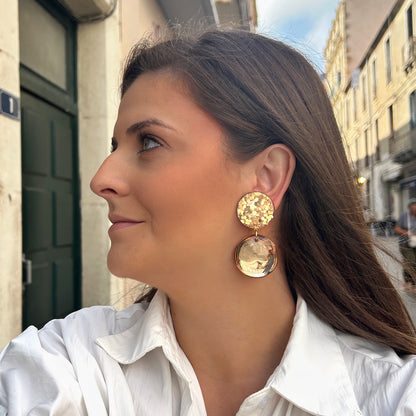 Boucles d’oreilles Mila Miroir Pêche à paillettes Francine Bramli Paris
