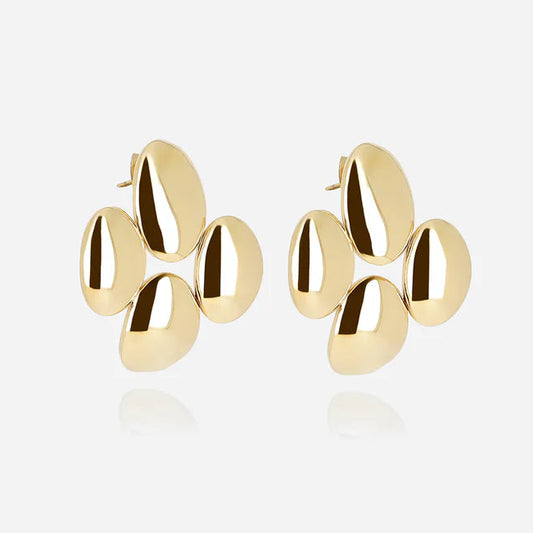 Boucles d’oreilles Moebi ZAG en acier inoxydable doré au design organique bombé