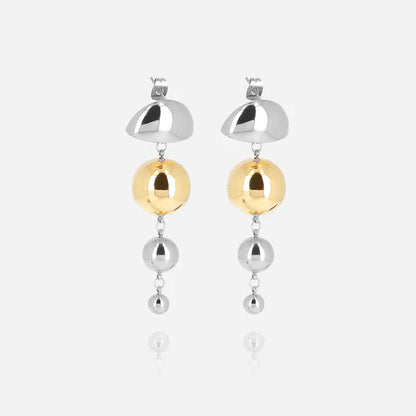 Boucles d’oreilles Mystique ZAG en acier inoxydable doré ou bicolore avec sphères suspendues