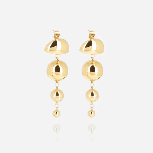Boucles d’oreilles Mystique ZAG en acier inoxydable doré ou bicolore avec sphères suspendues