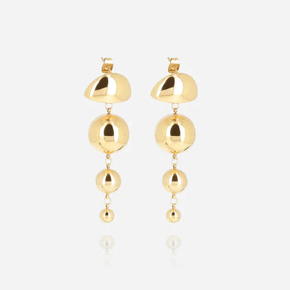 Boucles d’oreilles Mystique ZAG en acier inoxydable doré ou bicolore avec sphères suspendues