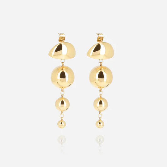 Boucles d’oreilles Mystique ZAG en acier inoxydable doré ou bicolore avec sphères suspendues