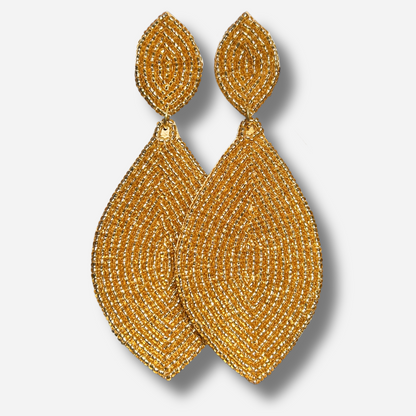Boucles d'oreilles Naya Gold Thelma & Nina brodées de perles dorées avec tige en plaqué or