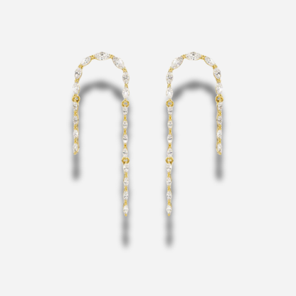 Boucles d’oreilles Niagara Mya Bay créoles pendantes dorées avec strass