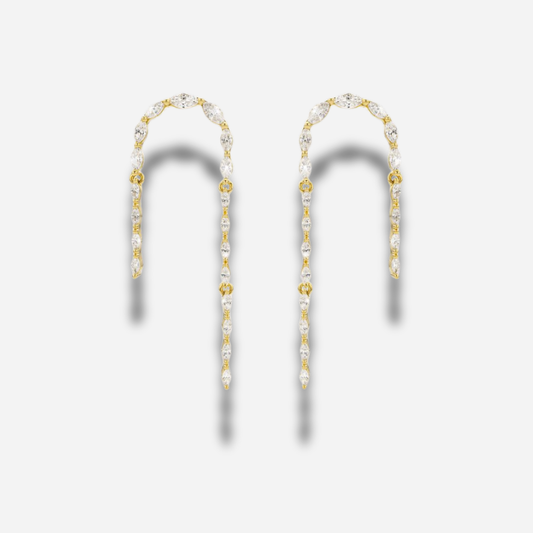 Boucles d’oreilles Niagara Mya Bay créoles pendantes dorées avec strass