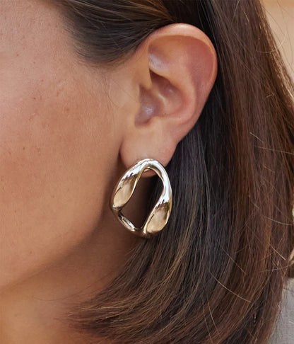 Boucles d’oreilles Odessa ZAG en acier inoxydable doré ou argenté au design organique et sculptural
