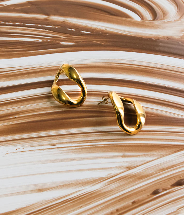 Boucles d’oreilles Odessa ZAG en acier inoxydable doré ou argenté au design organique et sculptural