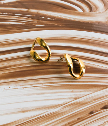 Boucles d’oreilles Odessa ZAG en acier inoxydable doré ou argenté au design organique et sculptural