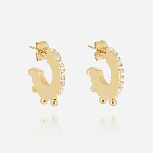 Boucles d’oreilles Orris ZAG en acier inoxydable doré avec zirconiums