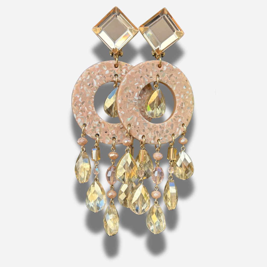 Boucles pampilles champagne Francine Bramli Paris doré et rosé