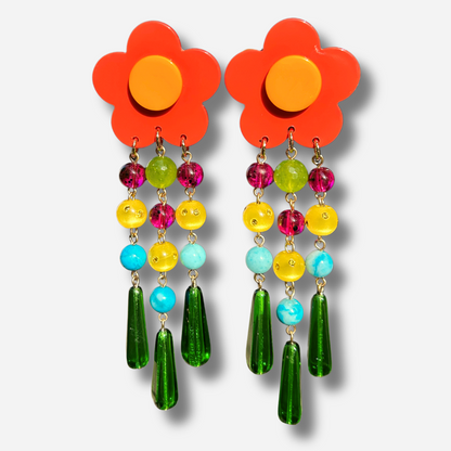 Boucles d'oreilles Pampilles Flower Multi Francine Bramli multicolores en forme de fleur