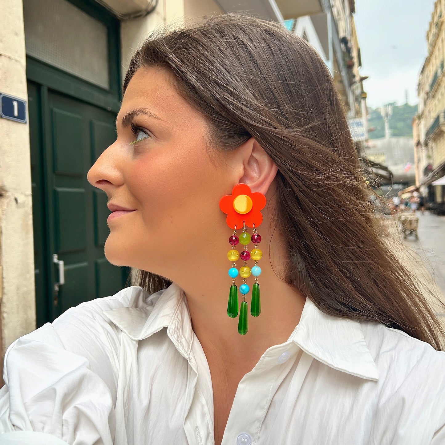 Boucles d'oreilles Pampilles Flower Multi Francine Bramli multicolores en forme de fleur