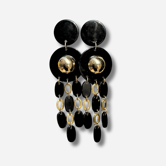 BOUCLES D'OREILLES - PAMPILLES NOIR GOLD
