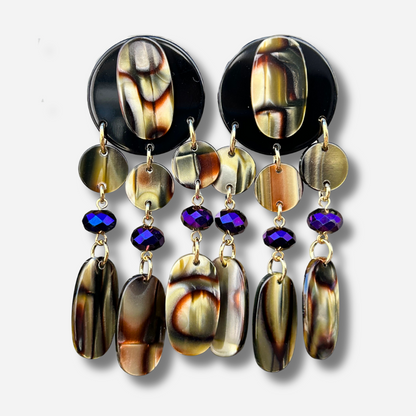 Boucles d’oreilles Pampilles Onyx Francine Bramli Paris noir et doré
