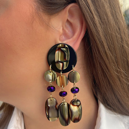Boucles d’oreilles Pampilles Onyx Francine Bramli Paris noir et doré
