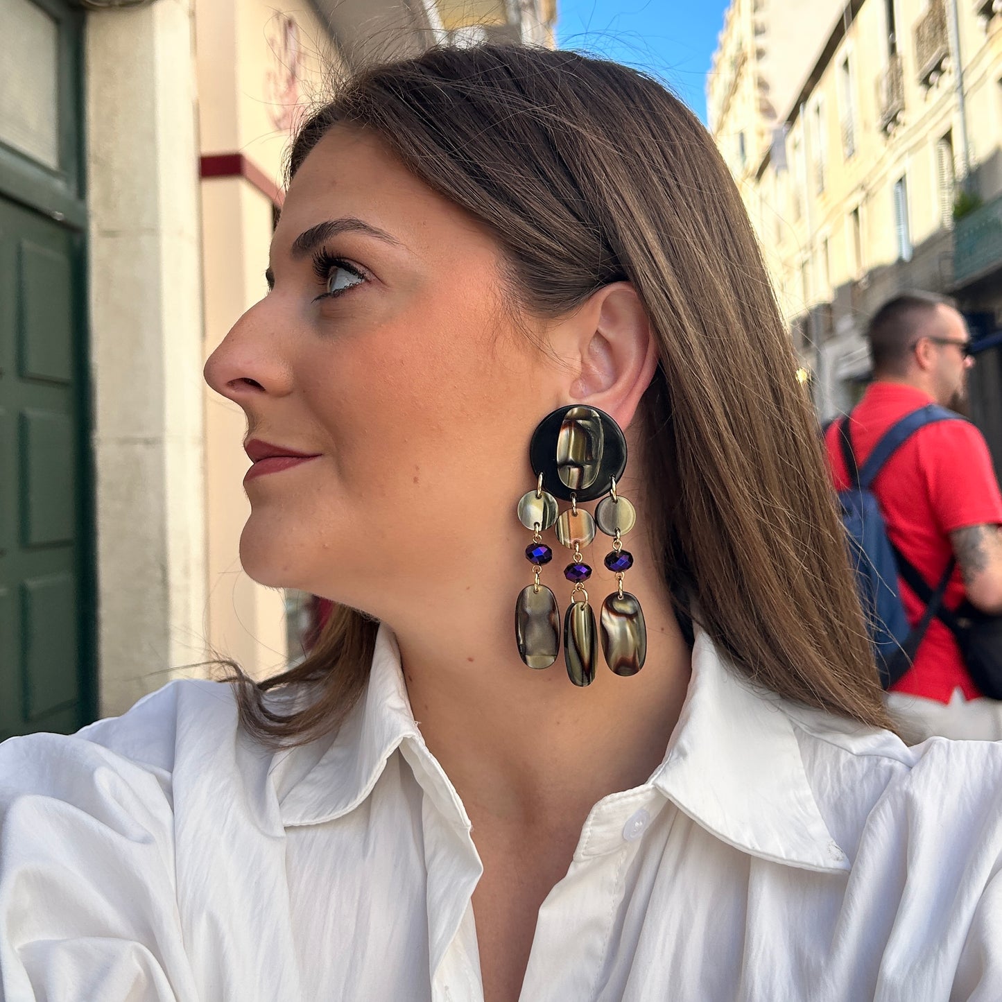 Boucles d’oreilles Pampilles Onyx Francine Bramli Paris noir et doré
