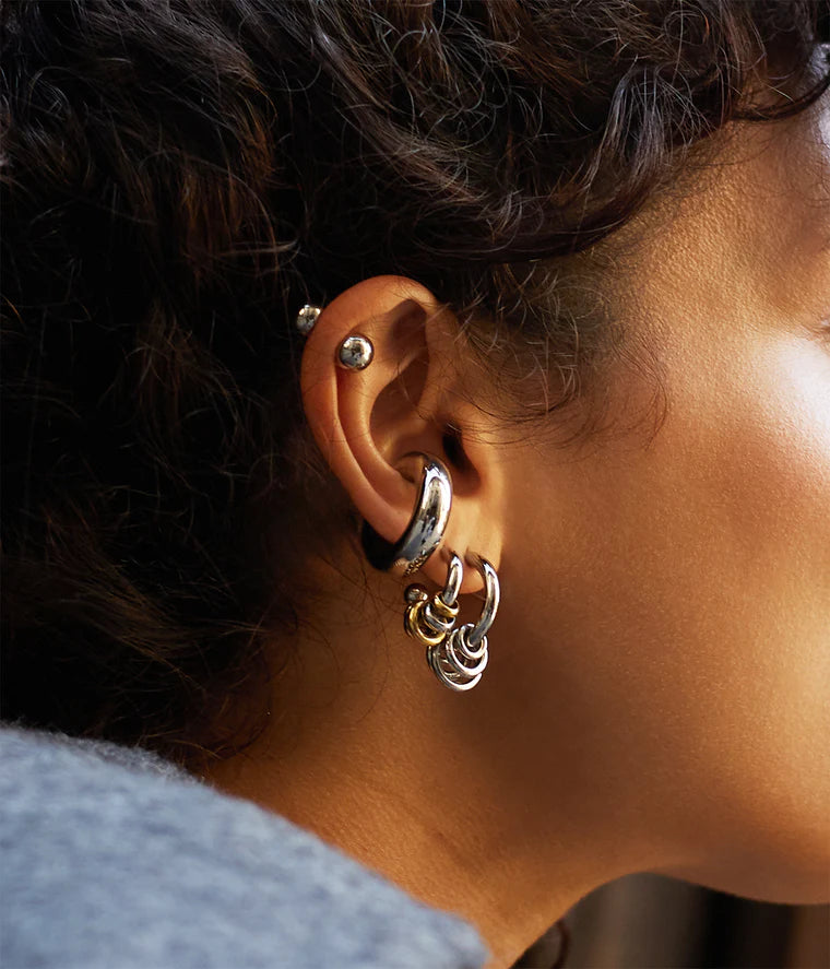 Boucles d’oreilles Portia ZAG en acier inoxydable argenté et doré avec anneaux entrelacés
