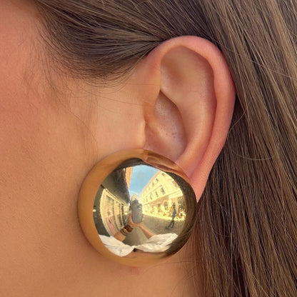 Boucles d’oreilles Rainball Doré XXL Francine Bramli Paris effet miroir doré oversize chic