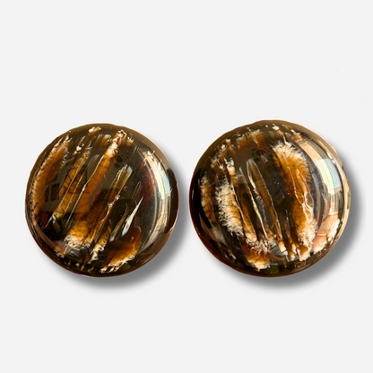 Boucles d’oreilles Rainball marron effet marbré Francine Bramli Paris
