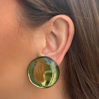 Boucles d’oreilles Rainball Miroir kaki Francine Bramli Paris
