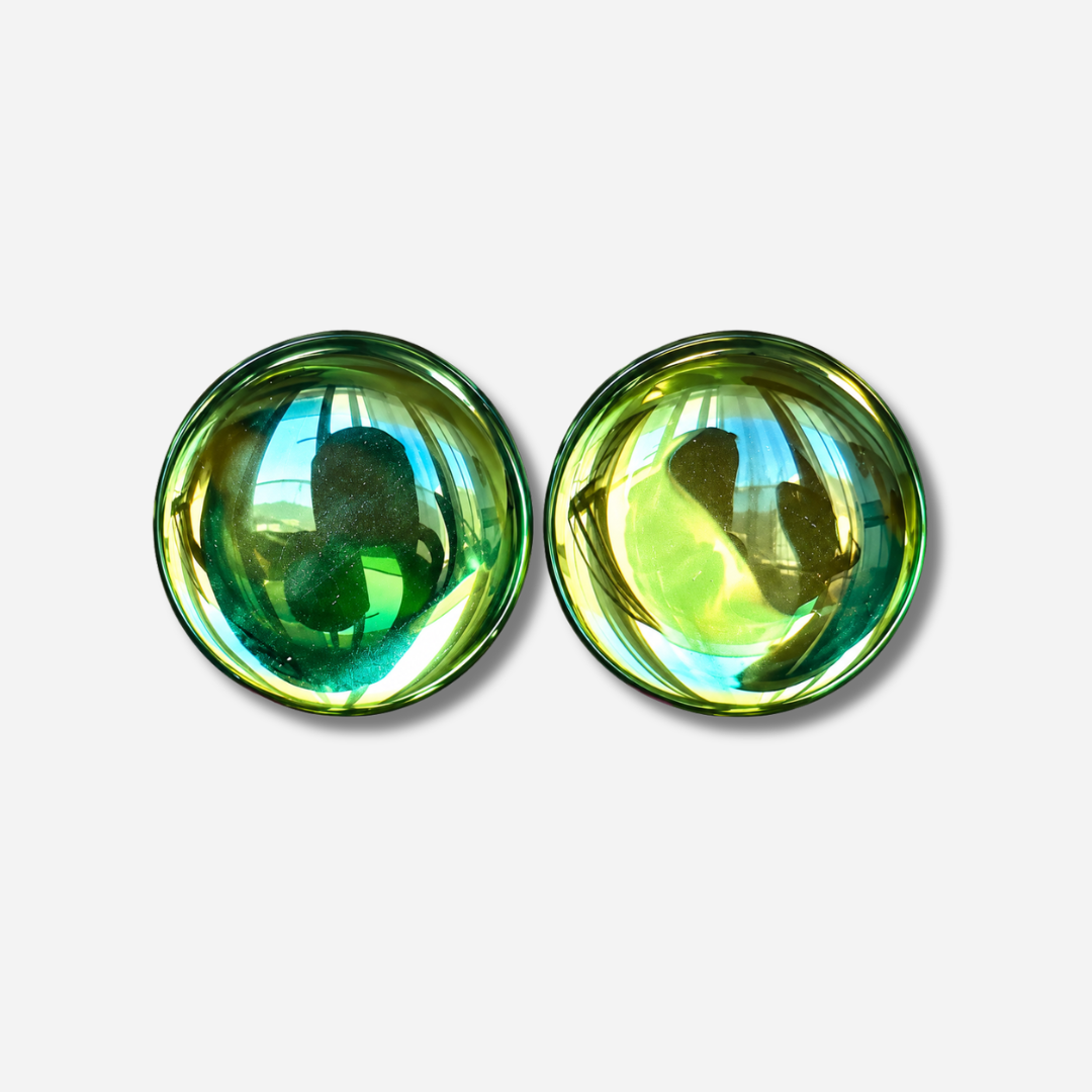 Boucles d’oreilles Rainball Miroir kaki Francine Bramli Paris
