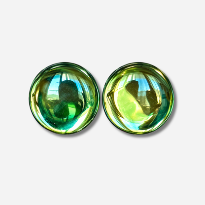 Boucles d’oreilles Rainball Miroir kaki Francine Bramli Paris
