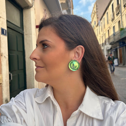 Boucles d’oreilles Rainball Miroir vertes Francine Bramli Paris
