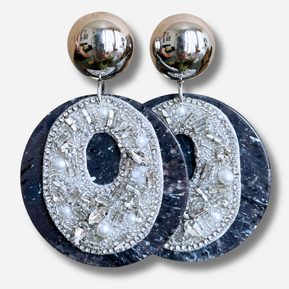 Boucles d’oreilles Rainbow Strass gris silver Francine Bramli Paris
