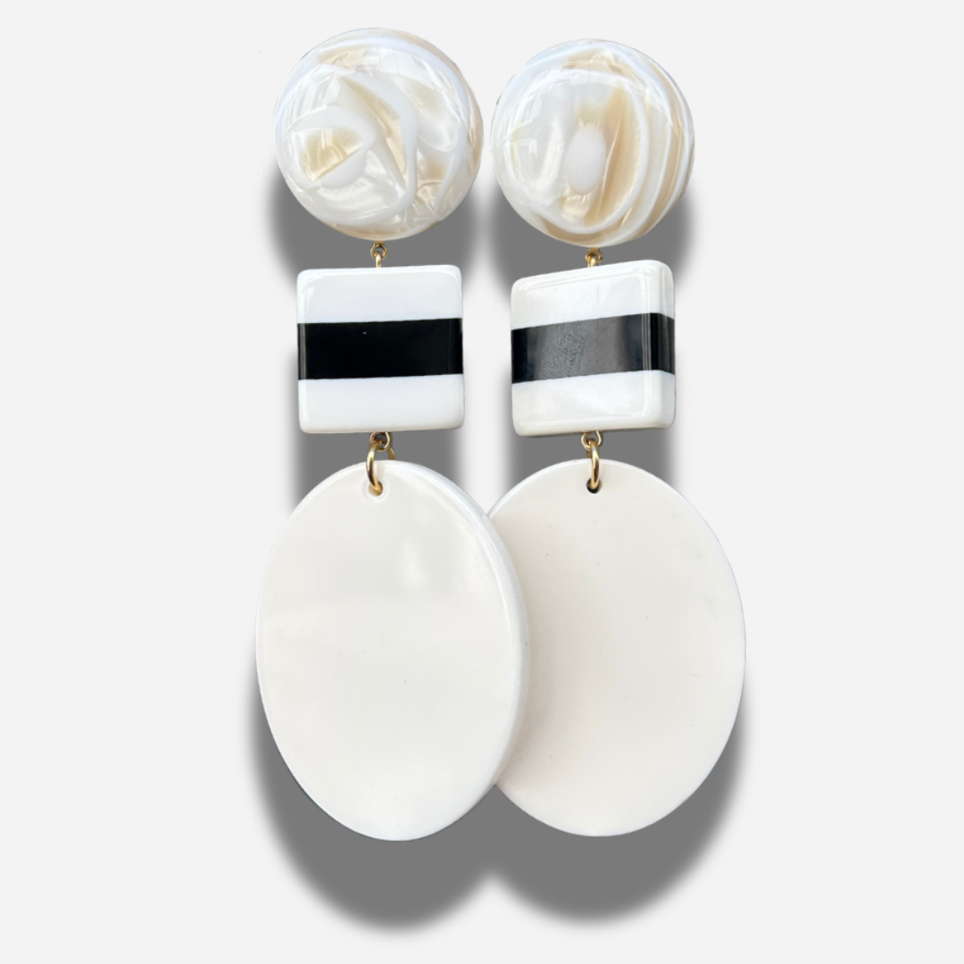 Boucles noir et blanc Francine Bramli Paris boucles graphiques élégantes