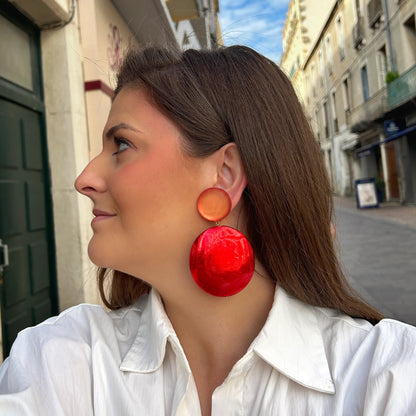 Boucles d’oreilles Rétro Rouge Francine Bramli Paris – Divinity Sète