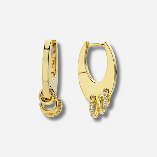 Boucles d’oreilles Rock Stellar Mya Bay avec anneaux dorés et strass