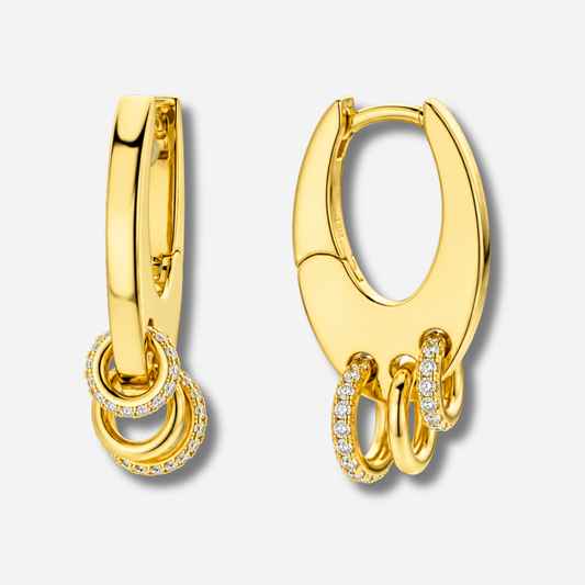 Boucles d’oreilles Rock Stellar Mya Bay avec anneaux dorés et strass