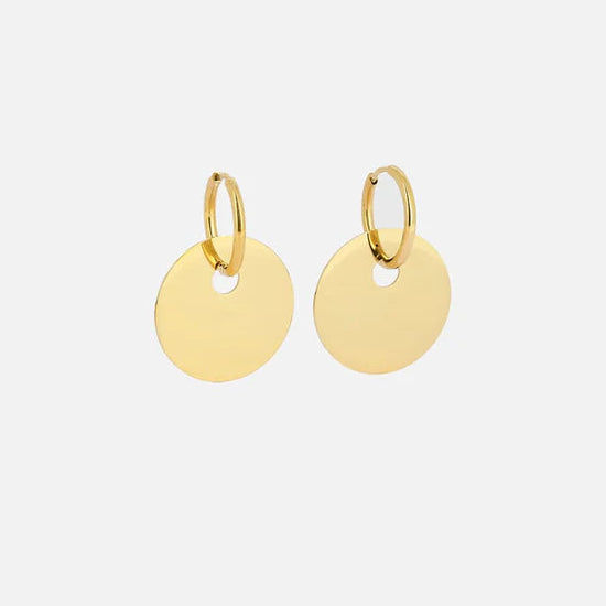 Boucles d’oreilles Ronda ZAG en acier inoxydable avec créole et médaille ronde pendante