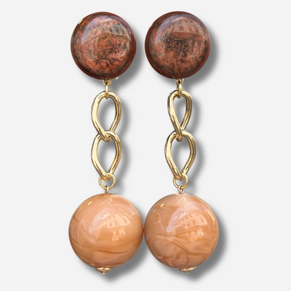 BOUCLES D'OREILLES - ROSETTE BEIGE