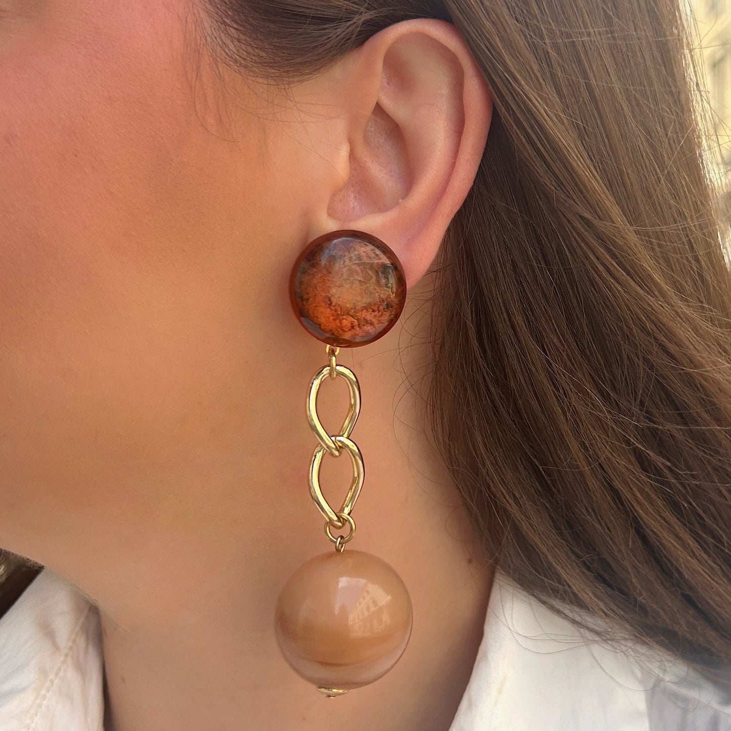 Boucles d’oreilles Rosette Beige Francine Bramli Paris
