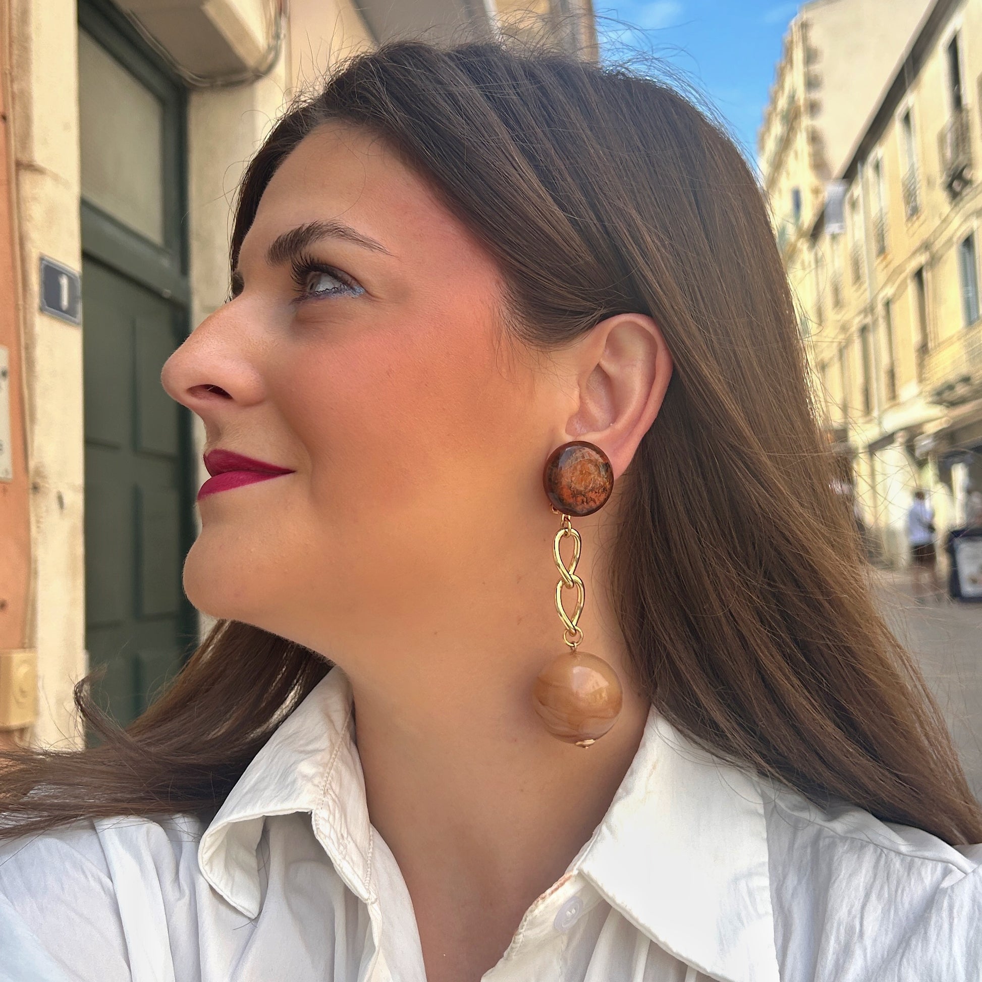 Boucles d’oreilles Rosette Beige Francine Bramli Paris
