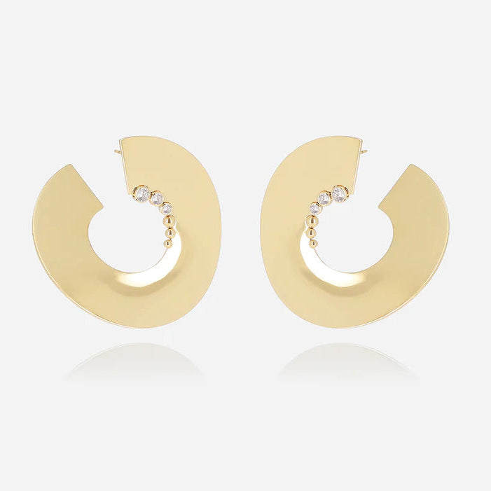 Boucles d’oreilles Sanji ZAG en acier inoxydable doré avec zirconiums