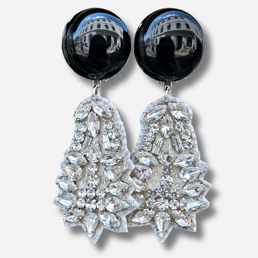 Boucles d’oreilles Sarasa Silver strass Francine Bramli Paris
