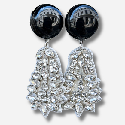 Boucles d’oreilles Sarasa Silver strass Francine Bramli Paris
