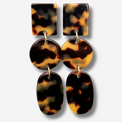 Boucles d’oreilles Solène Écaille de Tokyo marron et ambré Francine Bramli Paris
