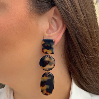 Boucles d’oreilles Solène Écaille de Tokyo marron et ambré Francine Bramli Paris
