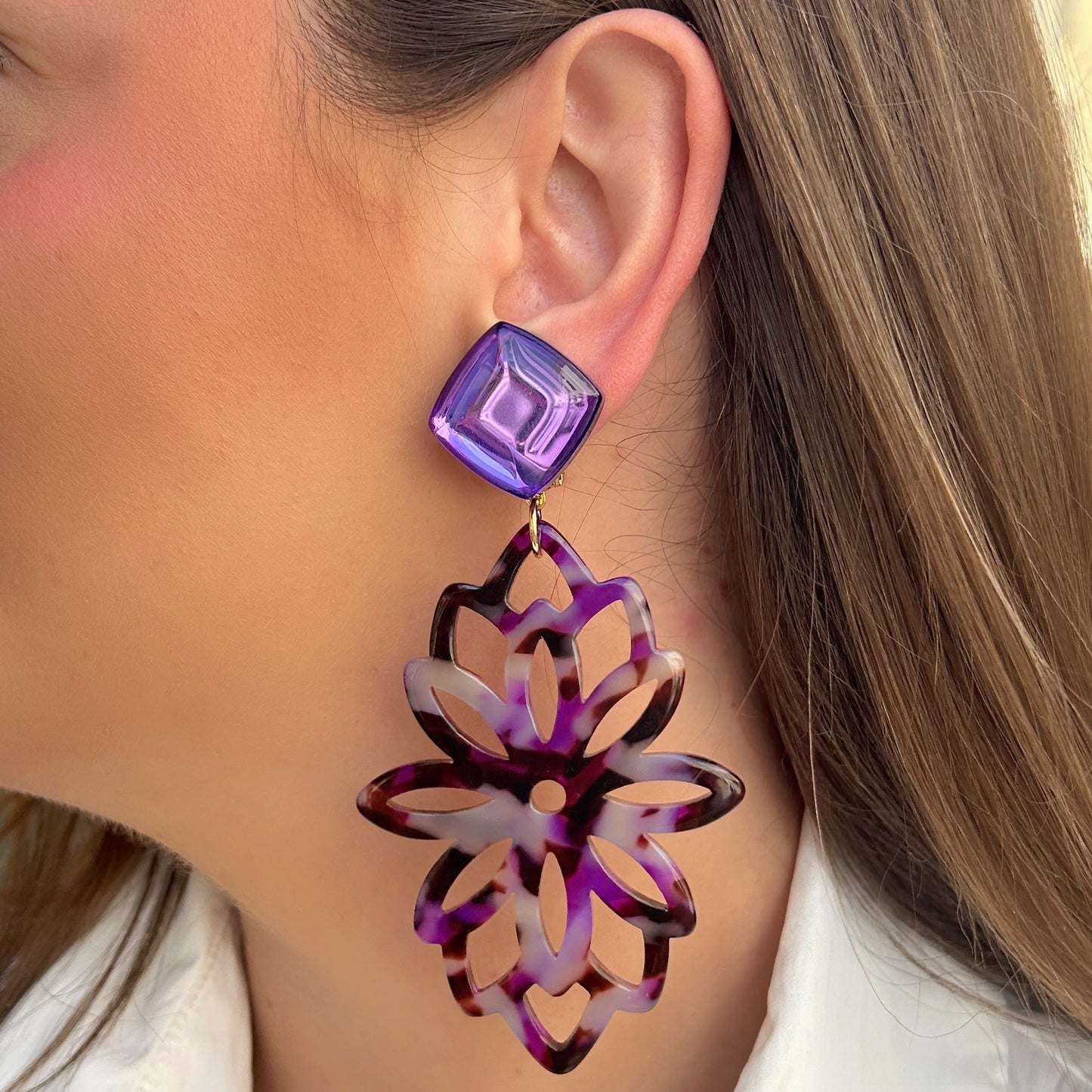 Boucles d’oreilles Somptueuse Violet Francine Bramli Paris
