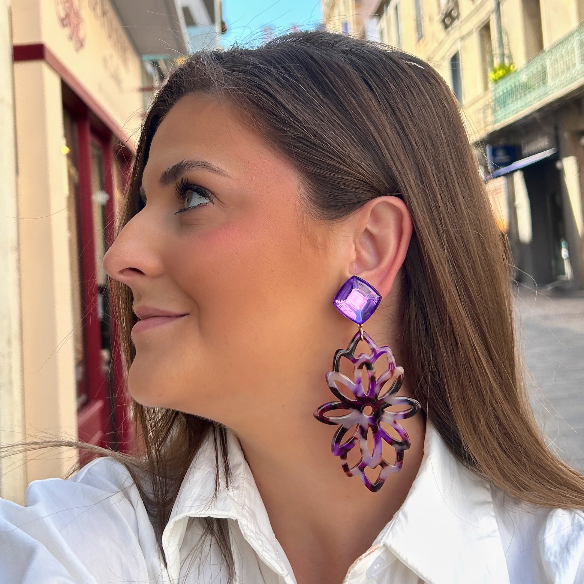 Boucles d’oreilles Somptueuse Violet Francine Bramli Paris
