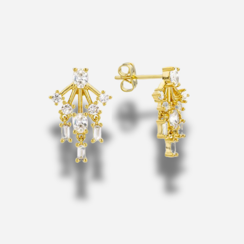 Boucles d’oreilles Stargaze Mya Bay dorées serties de strass scintillants