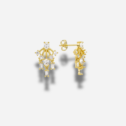Boucles d’oreilles Stargaze Mya Bay dorées serties de strass scintillants