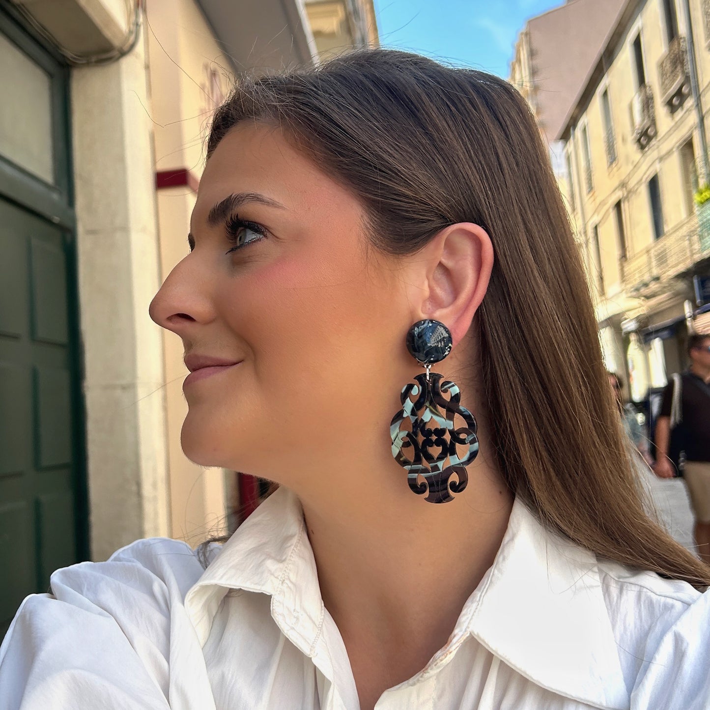 Boucles d’oreilles Sultane Gris Francine Bramli Paris
